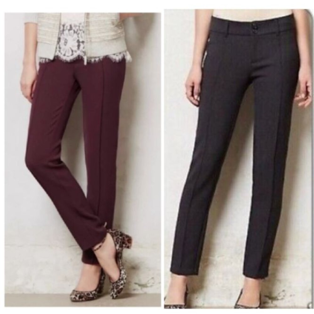 Anthropologie Cartonnier Charlie Seam Ankle Pants Ponte Knit Set of 2 Size 8